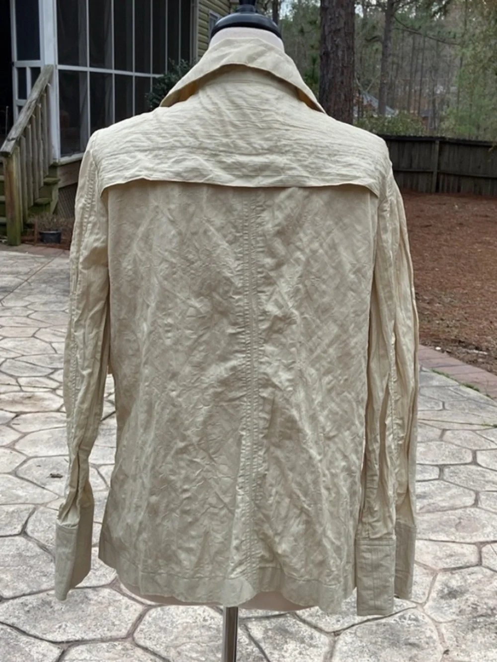 Coldwater Creek Crinkle Twill Jacket Lightweight Travel Metallic Sheen Size M